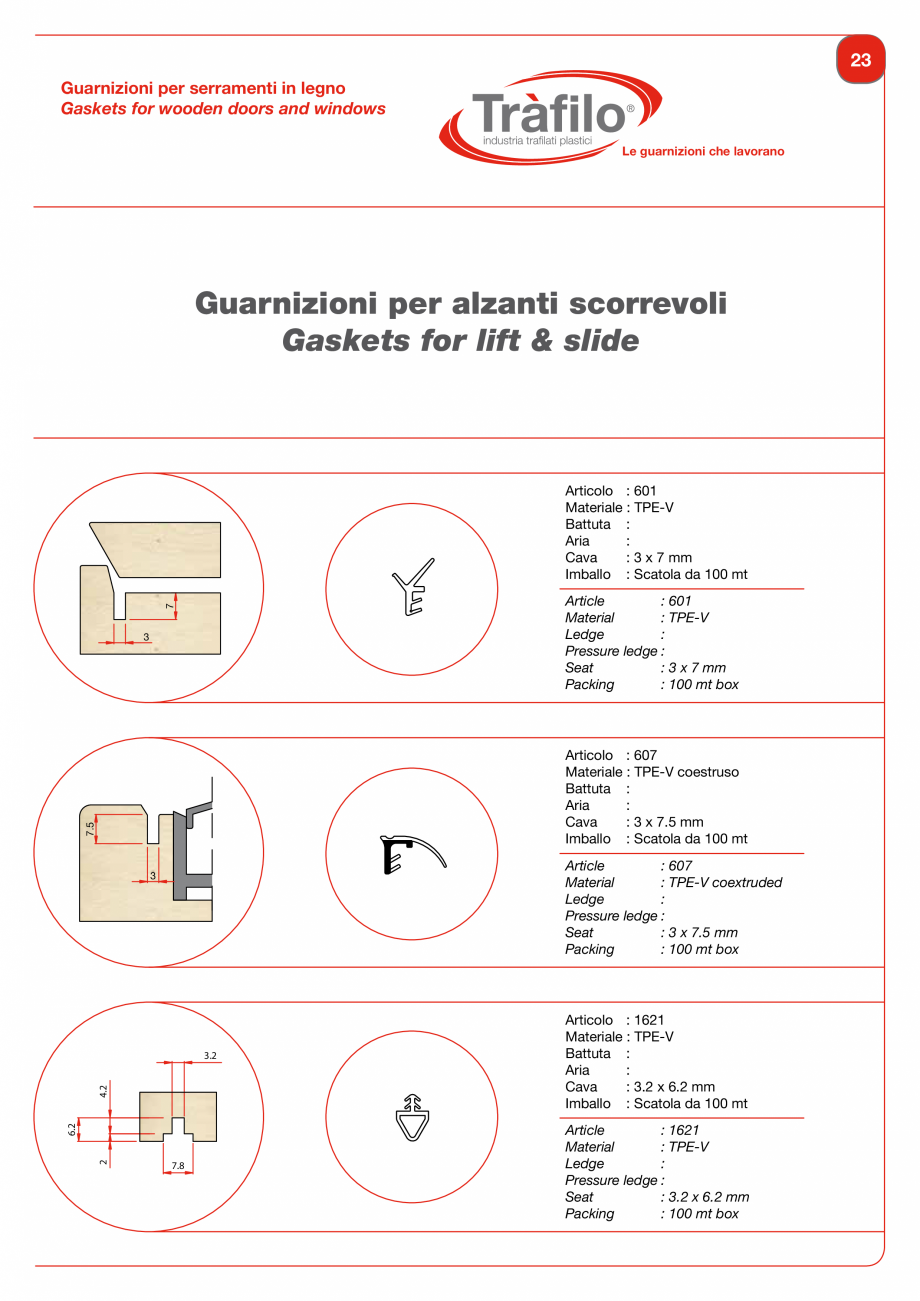 Pagina 25 - Garnituri din PVC, TPE-V pentru usi si ferestre din lemn Deventer + Trafilo 652, TRIPLEX...