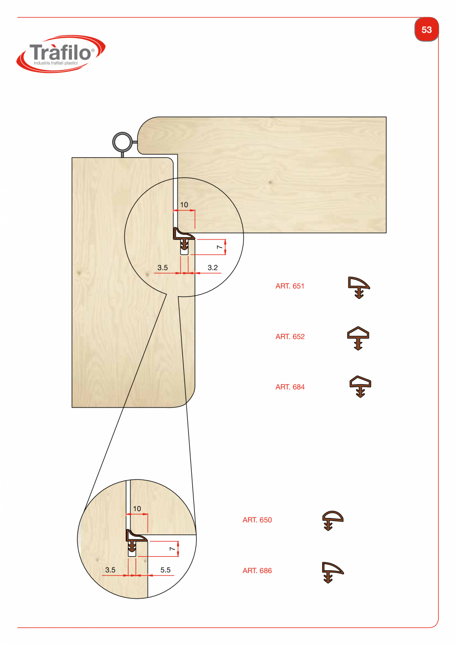 Pagina 55-Garnituri din PVC, TPE-V pentru usi si ferestre din lemn Deventer + Trafilo 652, TRIPLEX - 1617,...