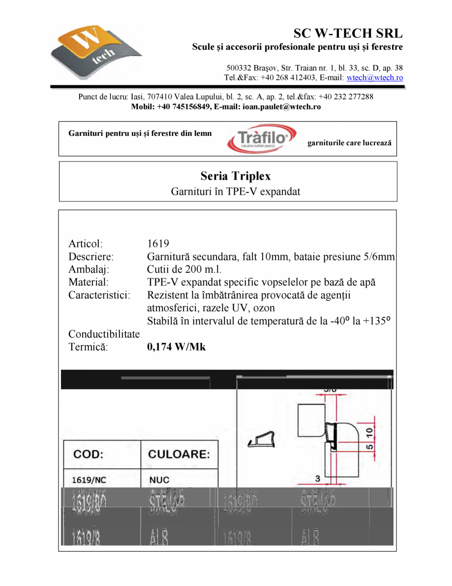 Pagina 1-Seria Triplex - Garnituri in TPE-V expandat  Deventer + Trafilo TRIPLEX - 1619 Fisa tehnica Romana...