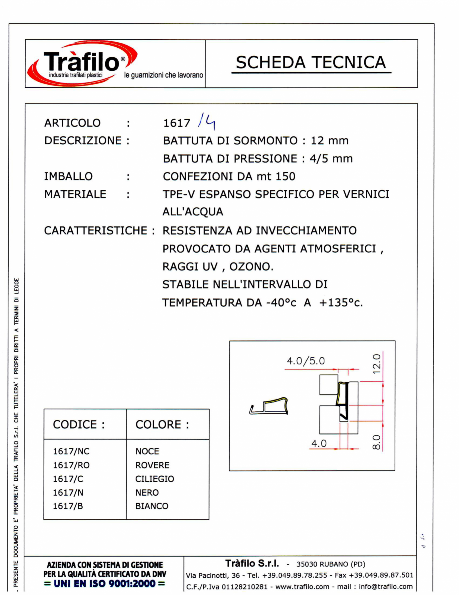 Pagina 1-Seria TRIPLEX - Garnitura principala Deventer + Trafilo TRIPLEX - 1617 Fisa tehnica Italiana 