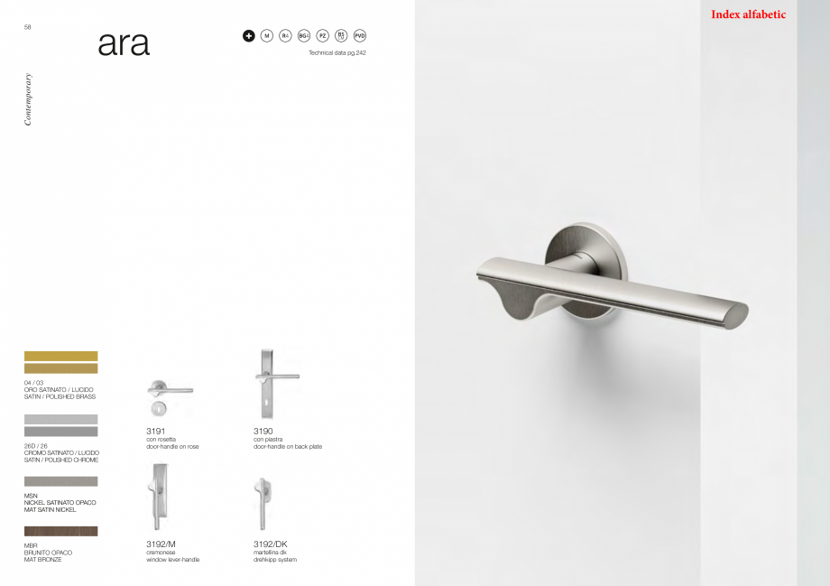 Pagina 32-Catalog - Manere din alama si portelan pentru usi si ferestre MANDELLI Catalog, brosura Engleza...