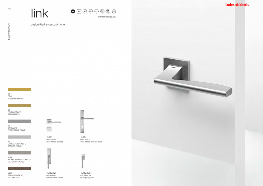 Pagina 54-Catalog - Manere din alama si portelan pentru usi si ferestre MANDELLI Catalog, brosura Engleza ACO
...