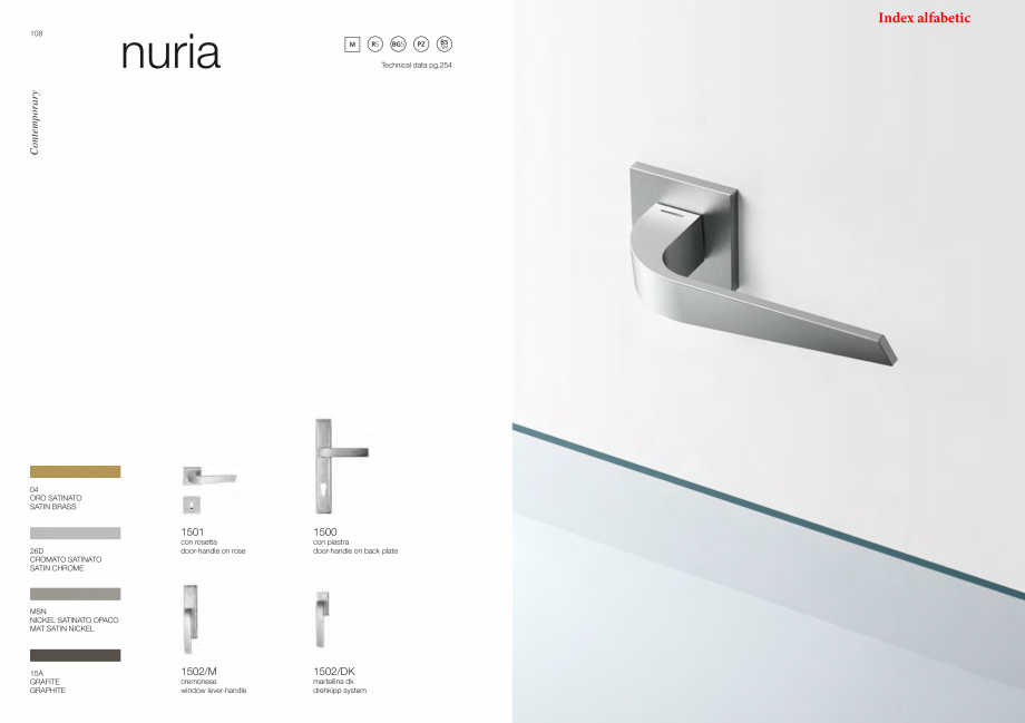 Pagina 57-Catalog - Manere din alama si portelan pentru usi si ferestre MANDELLI Catalog, brosura Engleza QUE ...