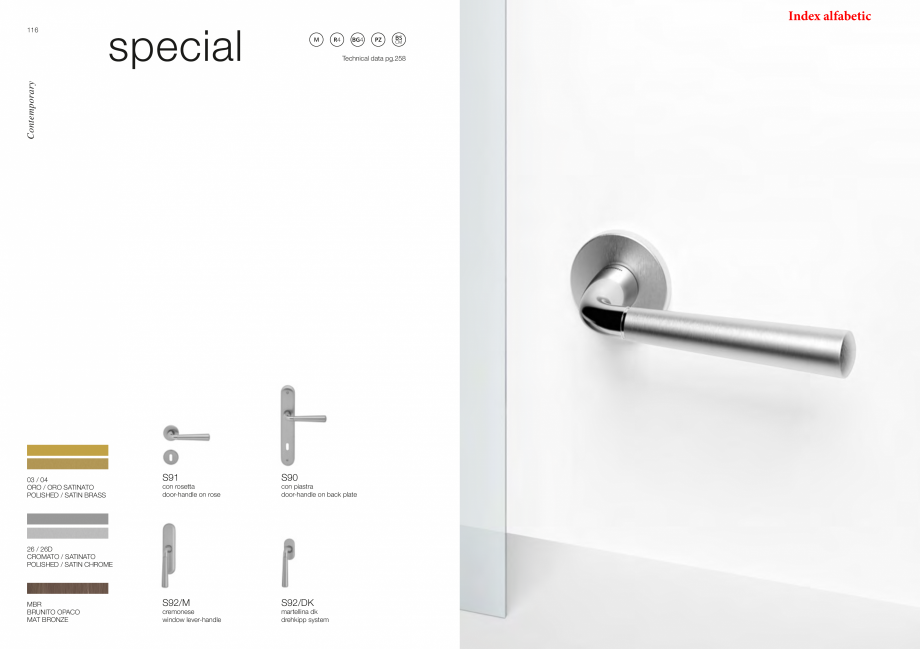 Pagina 61-Catalog - Manere din alama si portelan pentru usi si ferestre MANDELLI Catalog, brosura Engleza è...