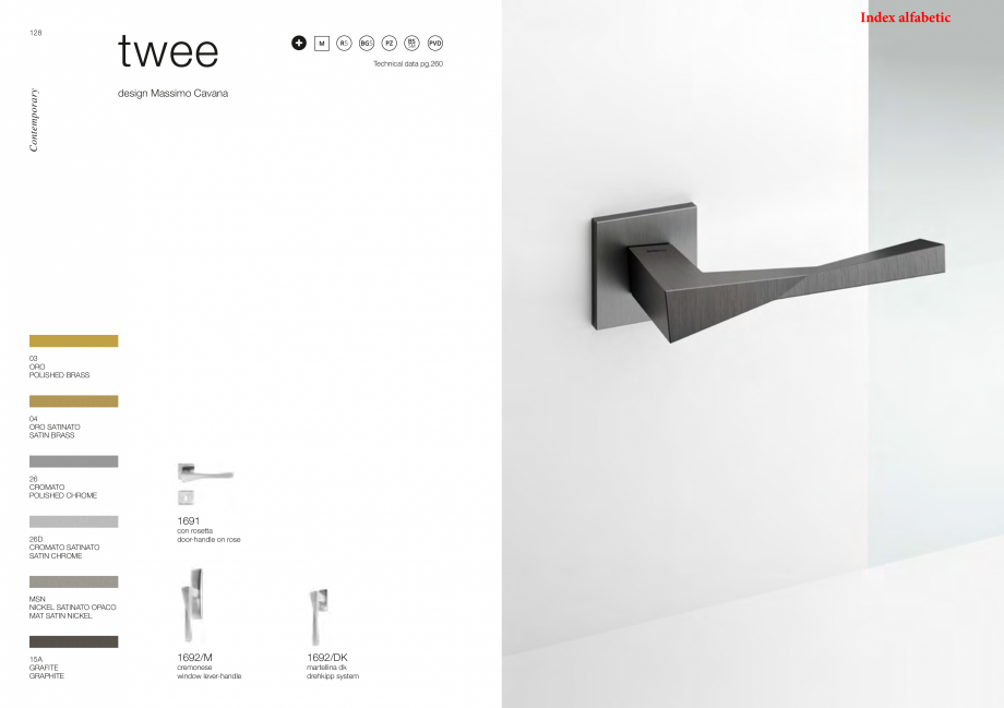 Pagina 67-Catalog - Manere din alama si portelan pentru usi si ferestre MANDELLI Catalog, brosura Engleza Y
...