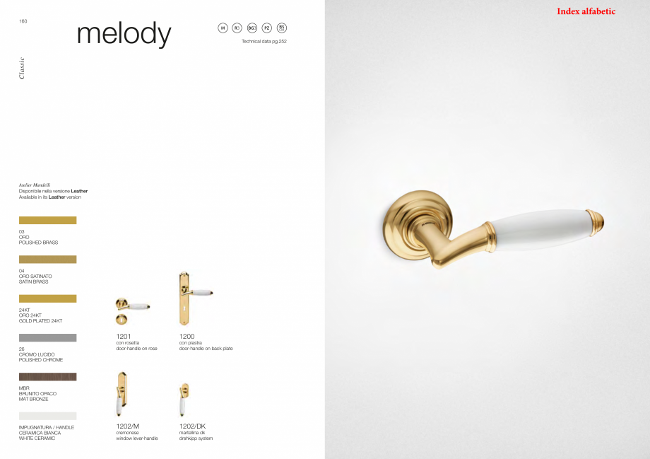 Pagina 83-Catalog - Manere din alama si portelan pentru usi si ferestre MANDELLI Catalog, brosura Engleza M
...