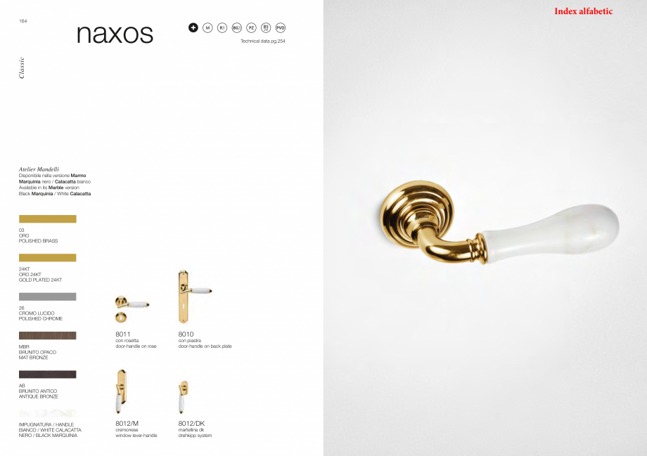 Pagina 85-Catalog - Manere din alama si portelan pentru usi si ferestre MANDELLI Catalog, brosura Engleza...