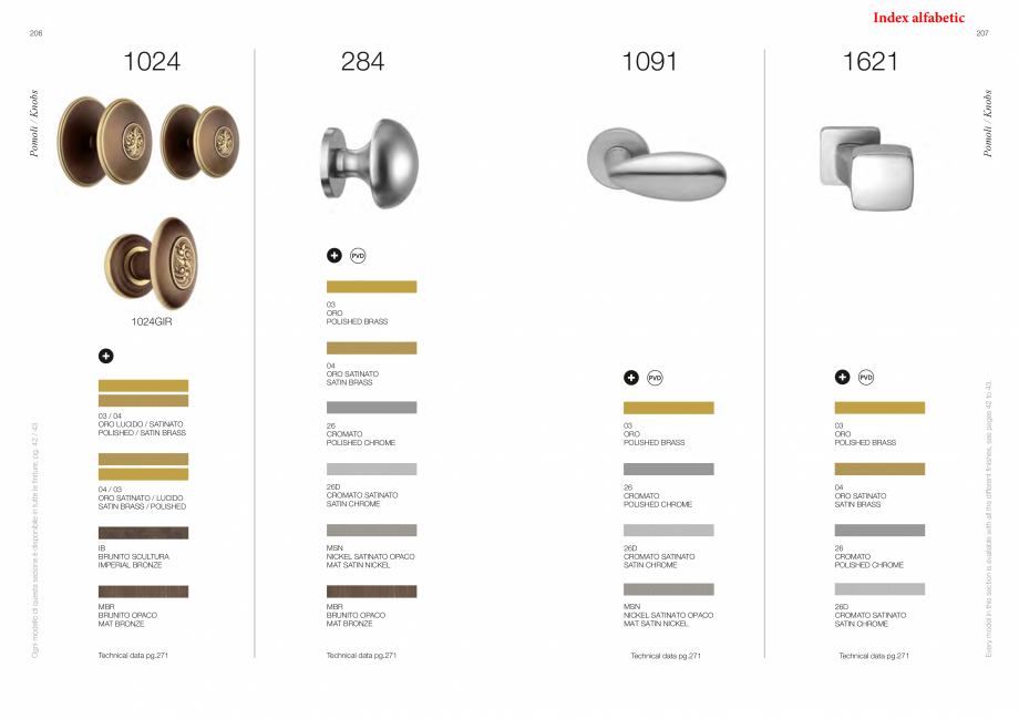 Pagina 106-Catalog - Manere din alama si portelan pentru usi si ferestre MANDELLI Catalog, brosura Engleza 