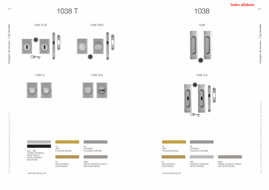 Pagina 110-Catalog - Manere din alama si portelan pentru usi si ferestre MANDELLI Catalog, brosura Engleza 