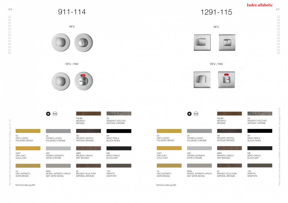 Pagina 111-Catalog - Manere din alama si portelan pentru usi si ferestre MANDELLI Catalog, brosura Engleza 