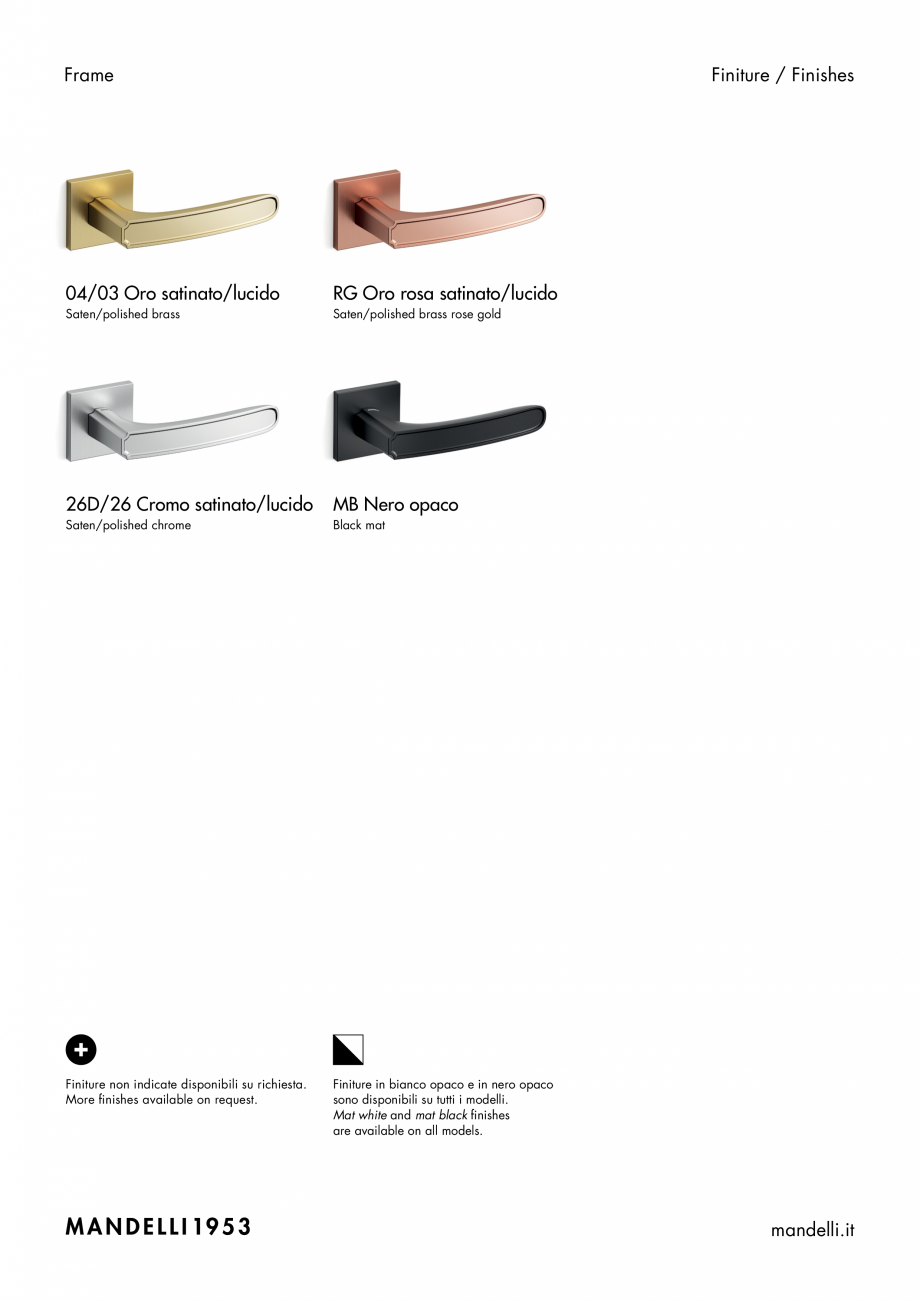 Pagina 3-Maner pentru usi de interior si de exterior MANDELLI FRAME Fisa tehnica Engleza, Italiana 