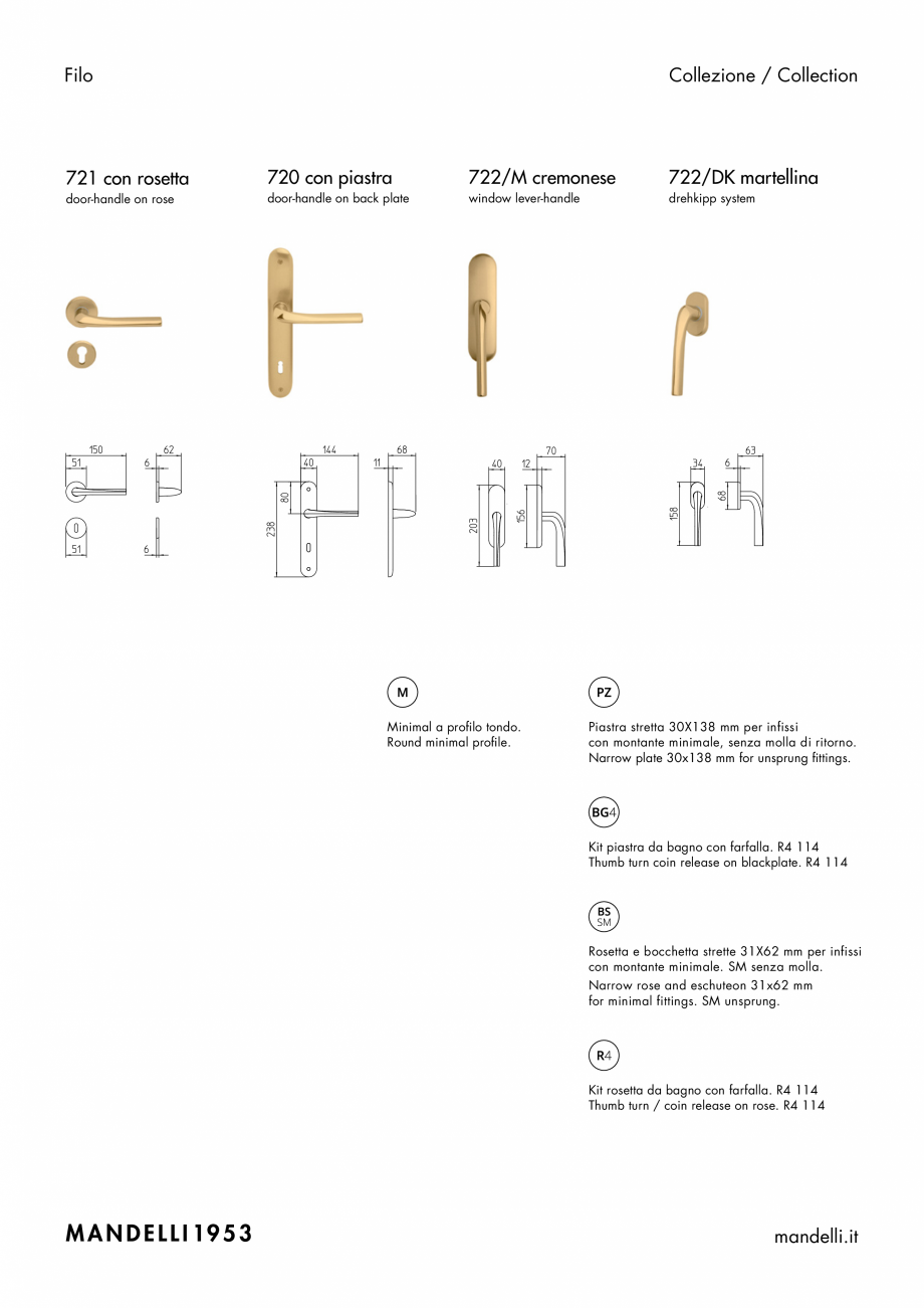 Pagina 2-Maner pentru usi de interior si de exterior MANDELLI FILO Fisa tehnica Engleza, Italiana a.
More...
