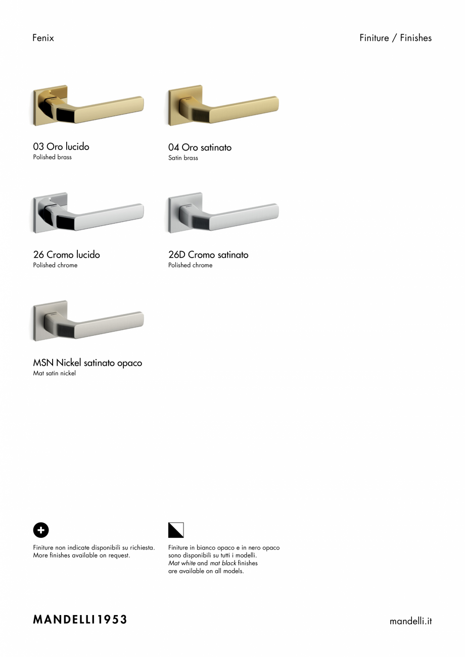 Pagina 3-Maner pentru usi de interior si de exterior MANDELLI FENIX Fisa tehnica Engleza, Italiana 