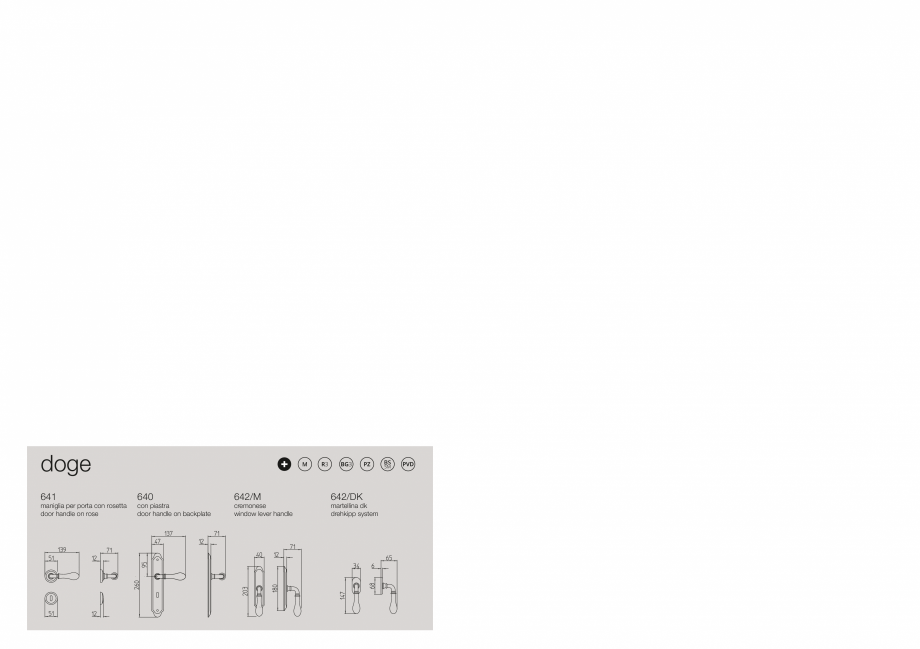 Pagina 1-Maner pentru usi de interior si de exterior MANDELLI DOGE Fisa tehnica Engleza, Italiana Index...