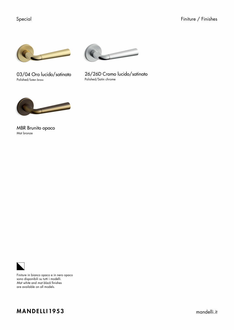 Pagina 3-Maner pentru usi de interior si de exterior MANDELLI SPECIAL 91 Fisa tehnica Engleza, Italiana 