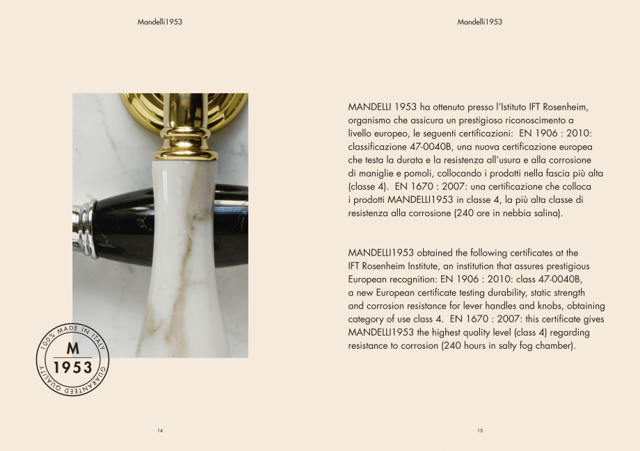 Pagina 9-Manere Mandelli pentru usi si fereste MANDELLI Catalog, brosura Engleza Dubini per MANDELLI1953. Il ...