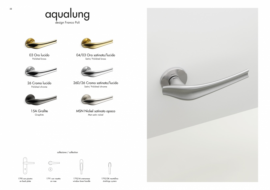 Pagina 31-Manere Mandelli pentru usi si fereste MANDELLI Catalog, brosura Engleza o

Polished chrome

Satin...