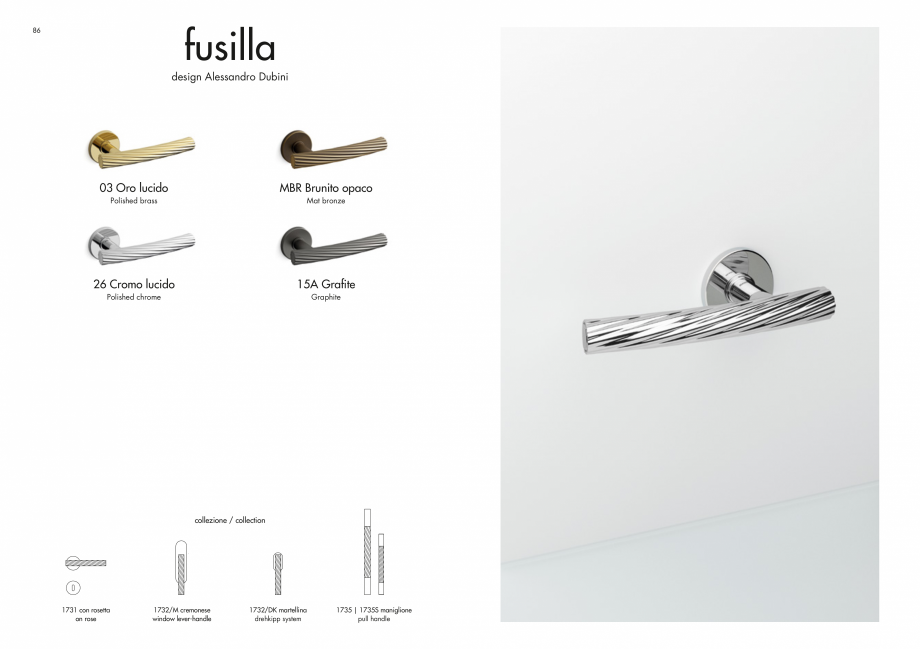 Pagina 45-Manere Mandelli pentru usi si fereste MANDELLI Catalog, brosura Engleza 018 TC/S

la collezione...