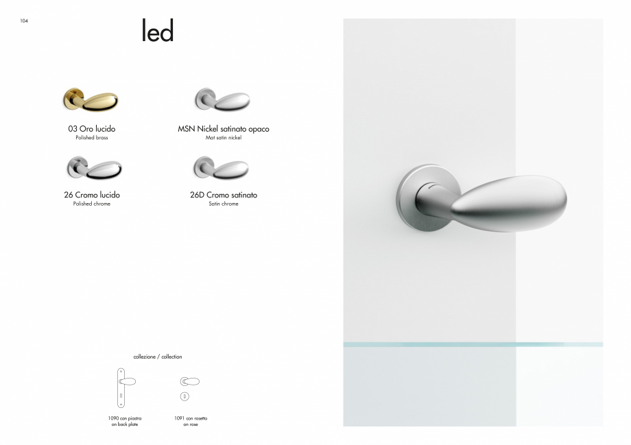 Pagina 54-Manere Mandelli pentru usi si fereste MANDELLI Catalog, brosura Engleza rosetta
door handle on rose
...