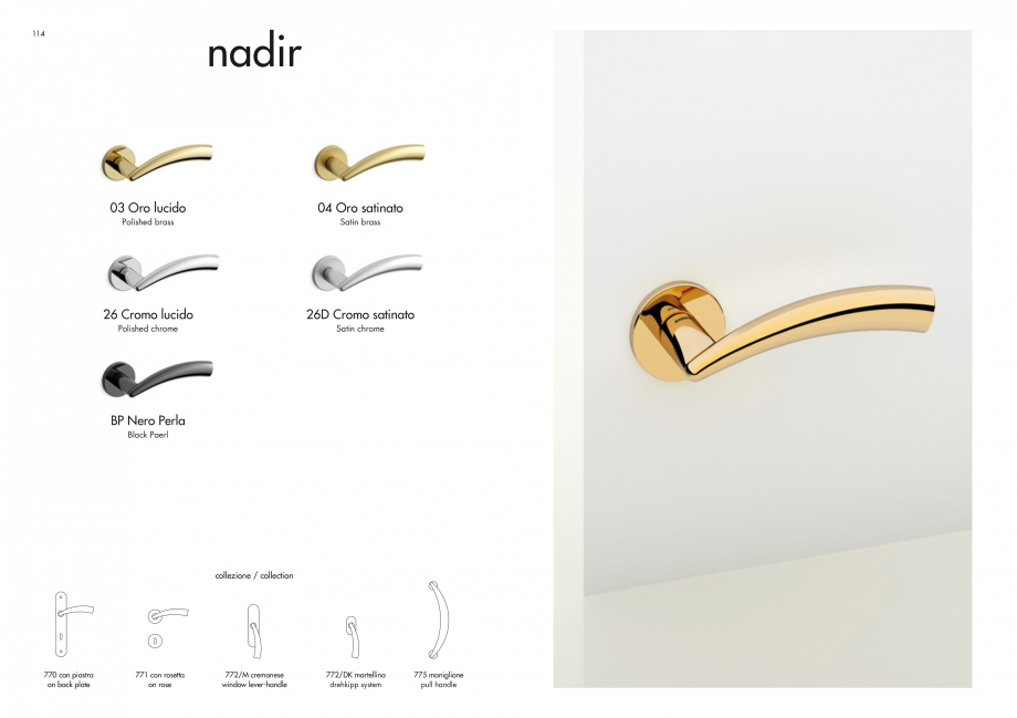 Pagina 59-Manere Mandelli pentru usi si fereste MANDELLI Catalog, brosura Engleza cremonese
window lever...