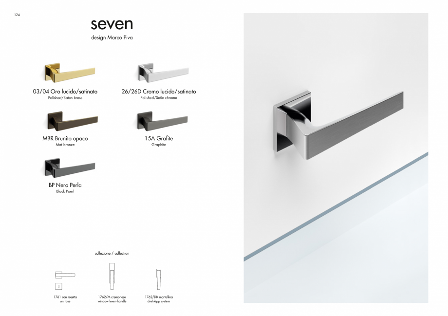 Pagina 64-Manere Mandelli pentru usi si fereste MANDELLI Catalog, brosura Engleza ing on the type of finish.

...