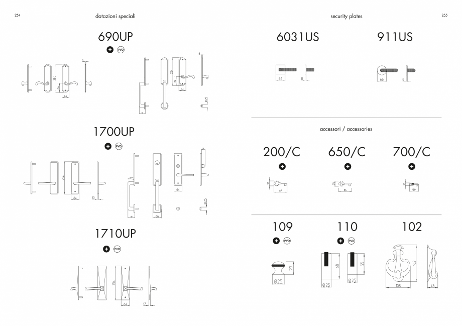 Pagina 129-Manere Mandelli pentru usi si fereste MANDELLI Catalog, brosura Engleza 