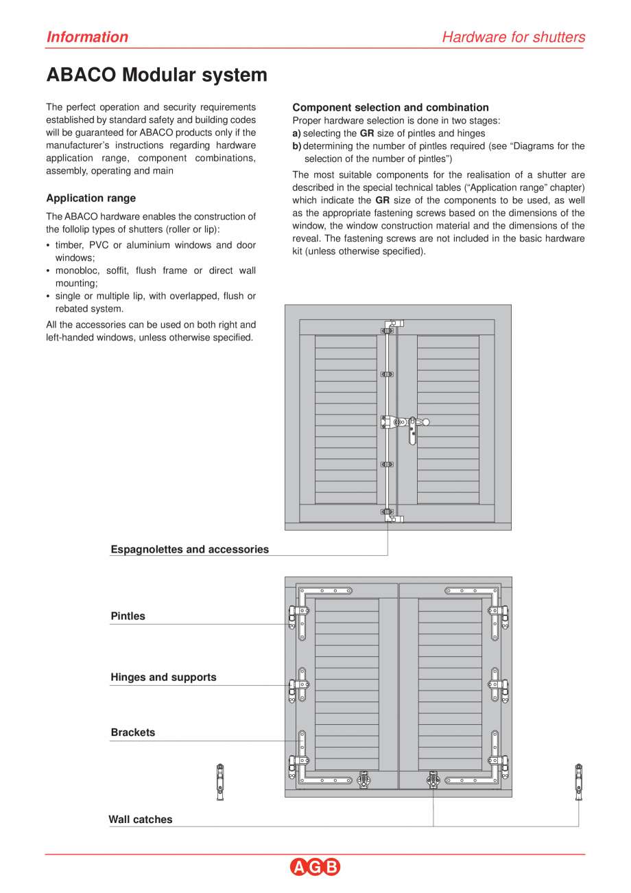 Pagina 1-Feronerie pentru obloane din lemn si aluminiu AGB Fisa tehnica Engleza Information

Hardware for...