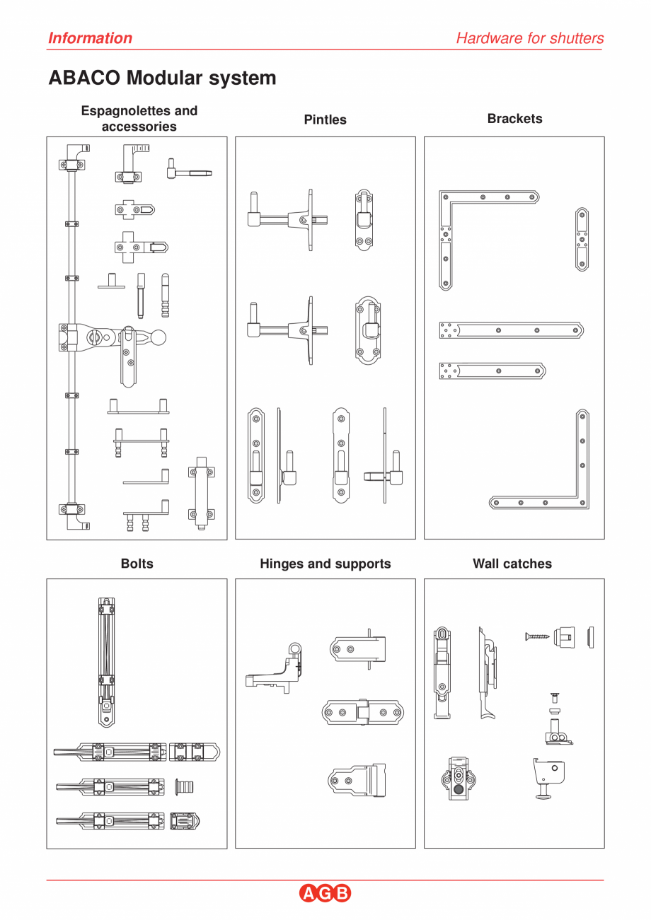 Pagina 2-Feronerie pentru obloane din lemn si aluminiu AGB Fisa tehnica Engleza  “Diagrams for the...