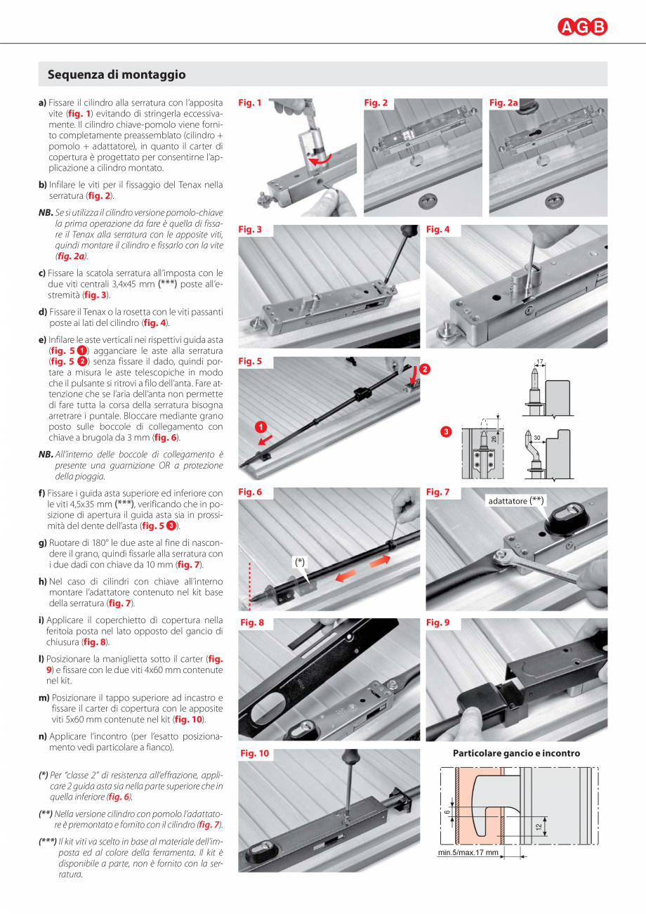 Pagina 3-Inchidere usi oblon- Ariete - instructiuni de montaj AGB Instructiuni montaj, utilizare Italiana 14,...