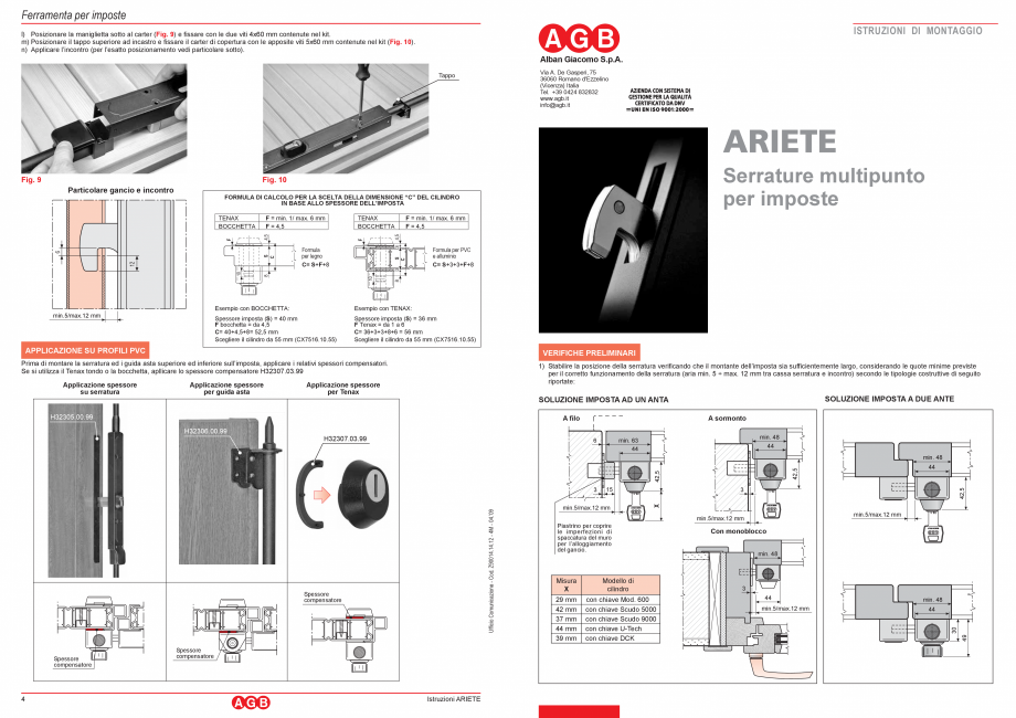 Pagina 1-Inchidere multipunct Ariete - Instructiuni de montaj AGB Instructiuni montaj, utilizare Italiana...