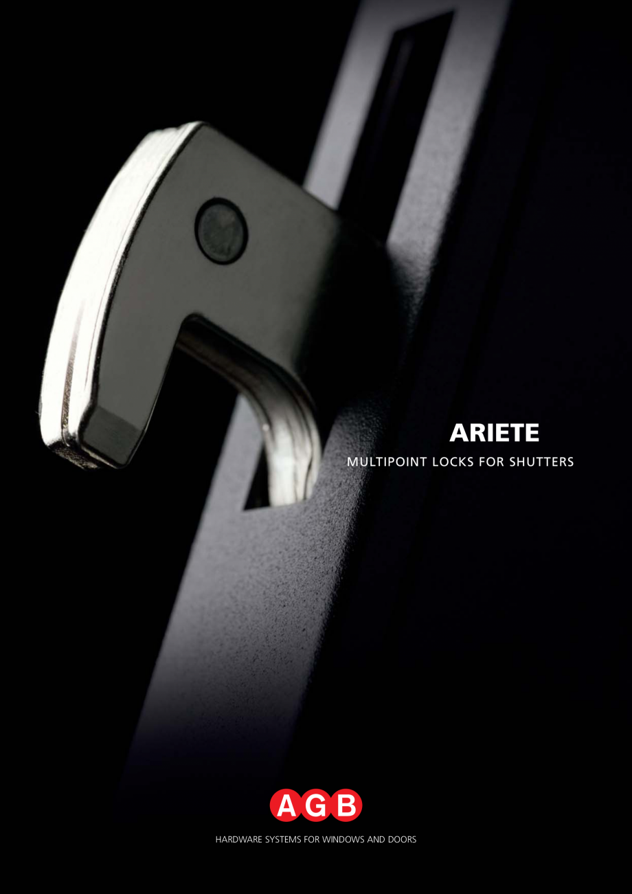 Pagina 1-Broasca multipunct pentru usi cu oblon AGB ARIETE Catalog, brosura Engleza ARIETE
SERRATURE...