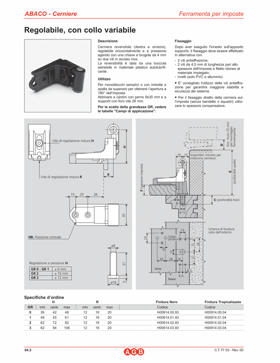 Pagina 1 - Balama aruncatoare AGB Balamale aruncatoare Catalog, brosura Italiana ABACO - Cerniere
...