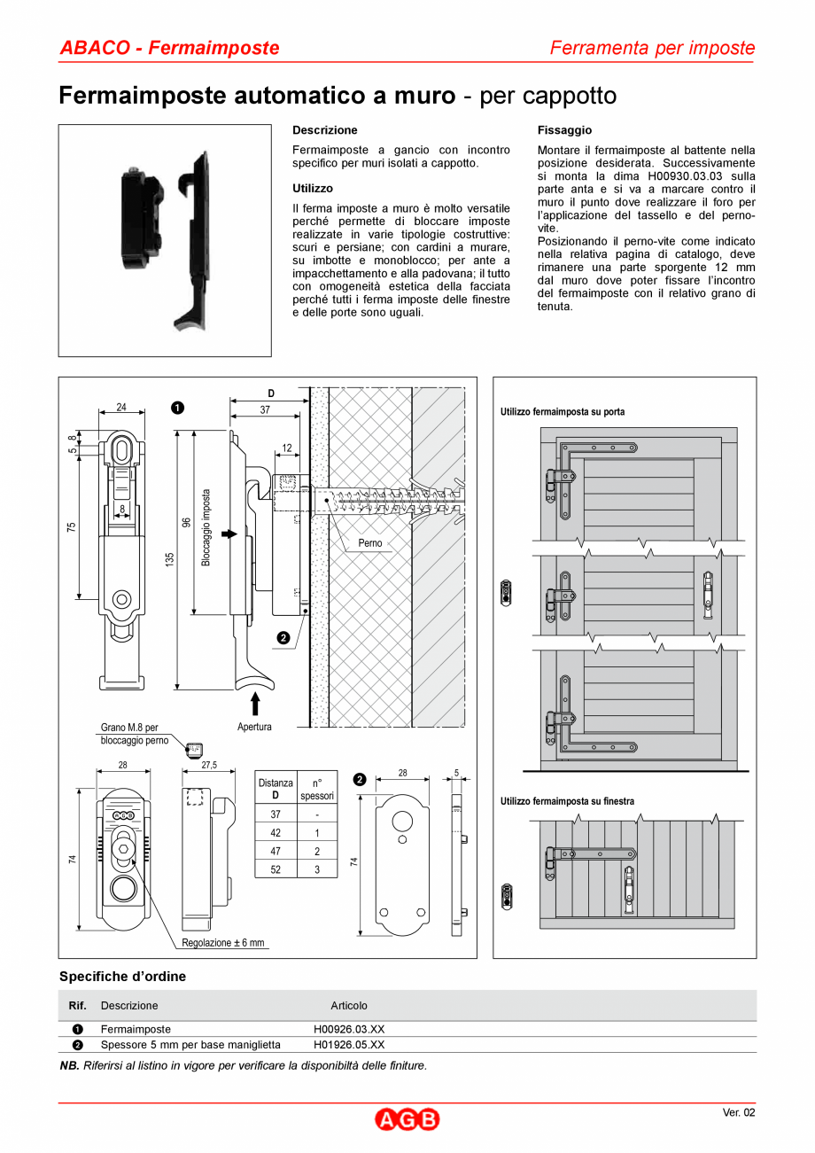Pagina 1-Blocator oblon la perete - pe termosistem AGB Blocatori oblon la perete Catalog, brosura Italiana...