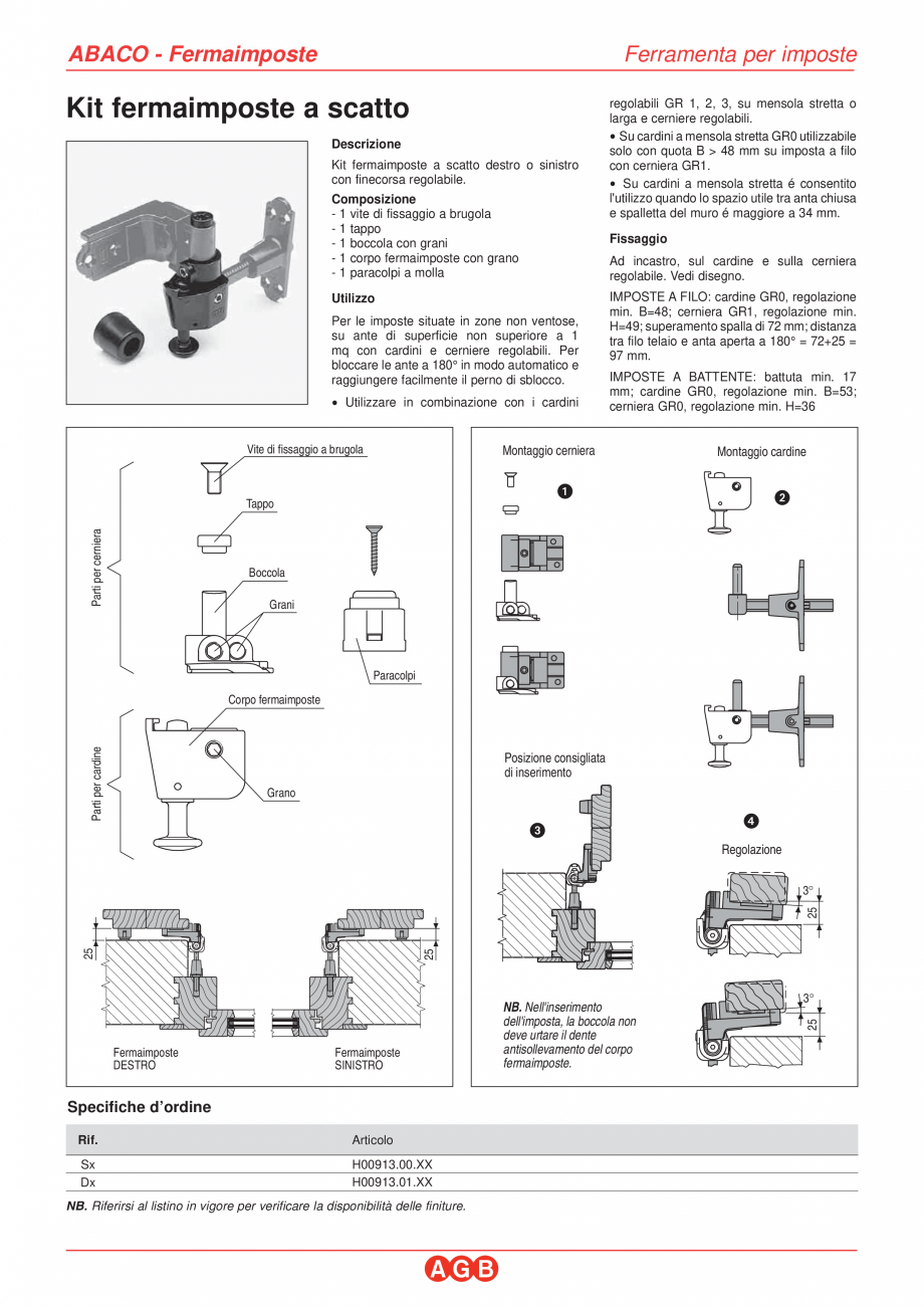 Pagina 1-Blocator oblon la perete - pe balama AGB Blocatori oblon la perete Catalog, brosura Italiana ABACO -...