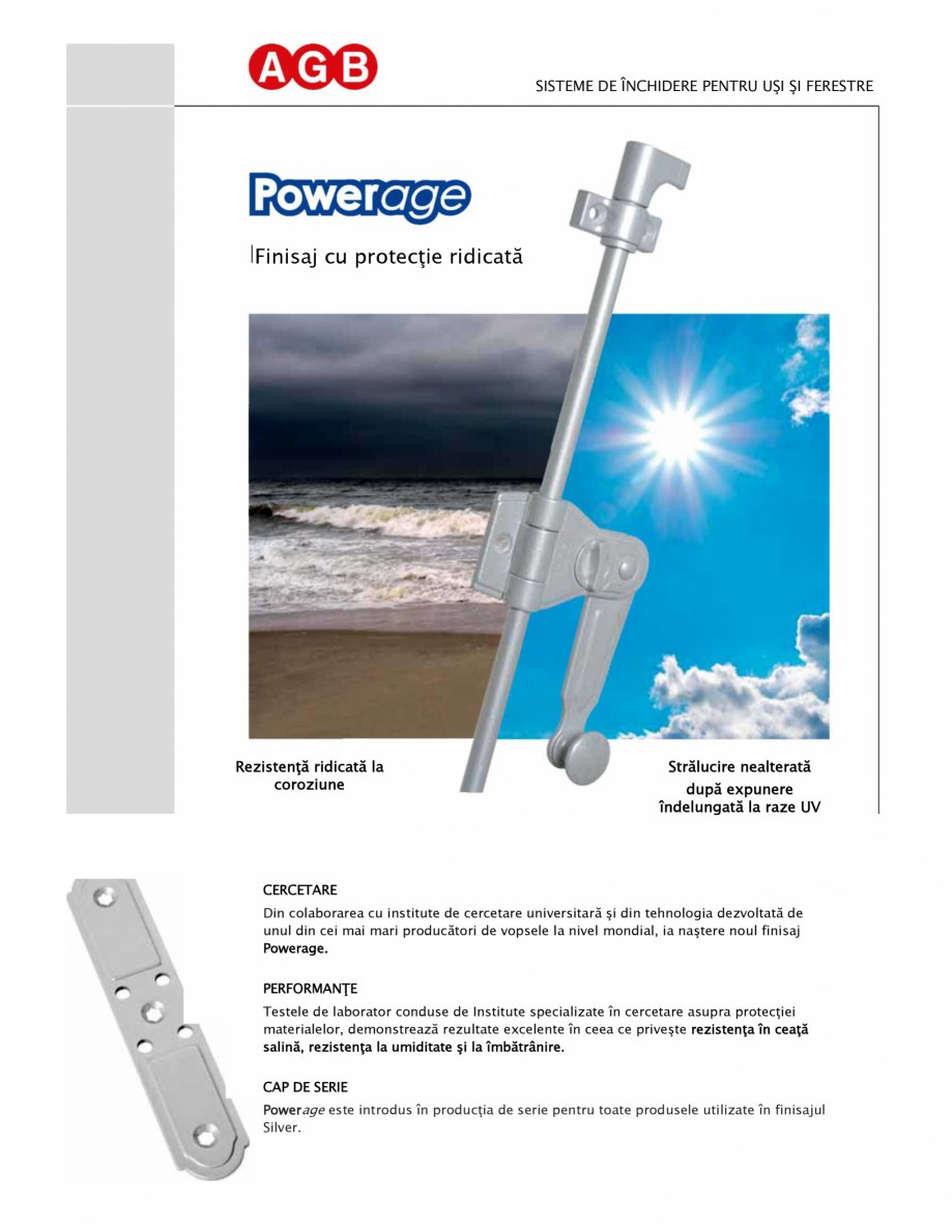Pagina 1-Feronerie pentru obloane -  finisaj anticoroziv si rezistent AGB Powerage Catalog, brosura Romana...