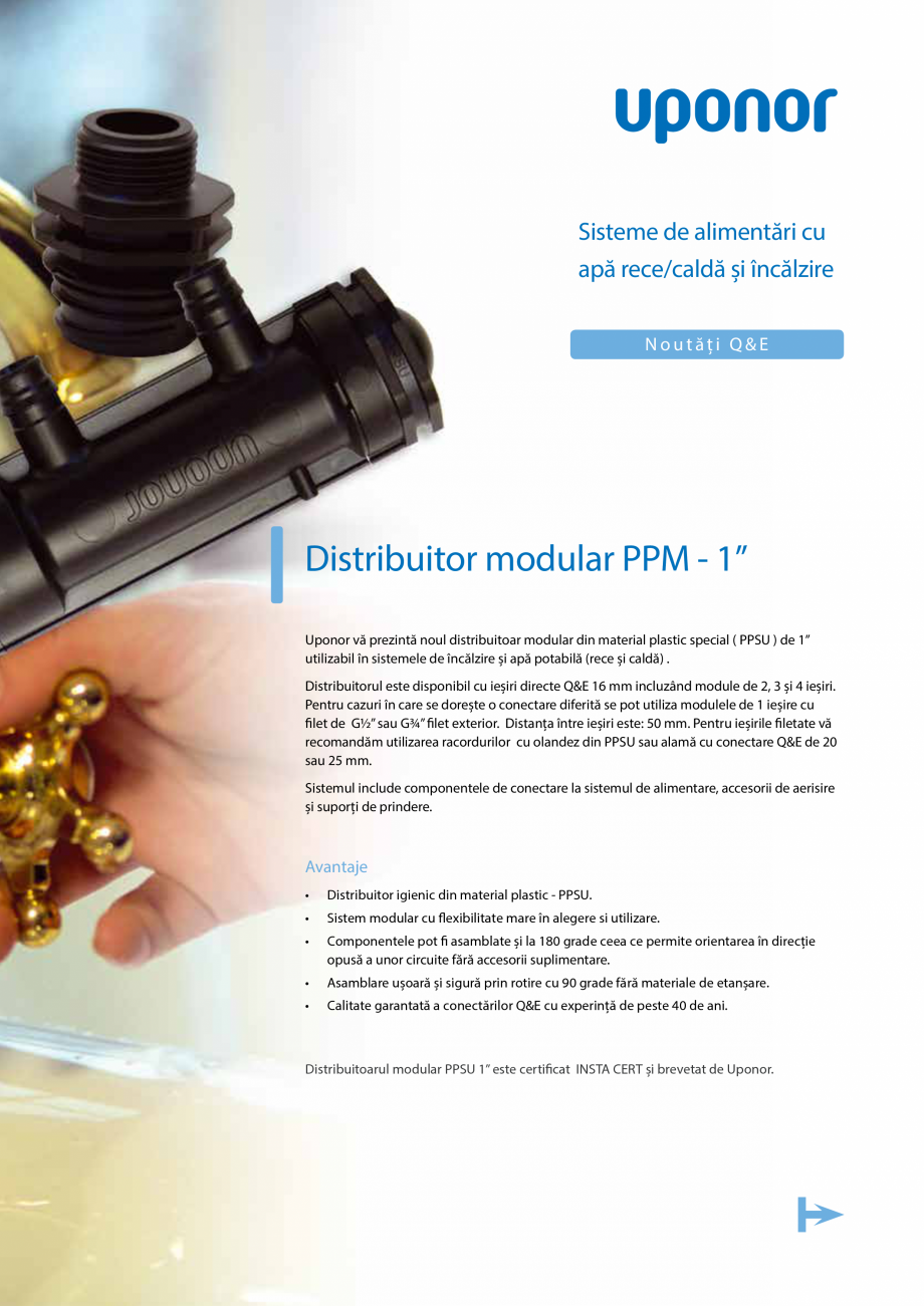 Pagina 1-Distribuitor modular pentru sisteme de incalzire si apa potabila (rece si calda) UPONOR Aqua Pipe,...