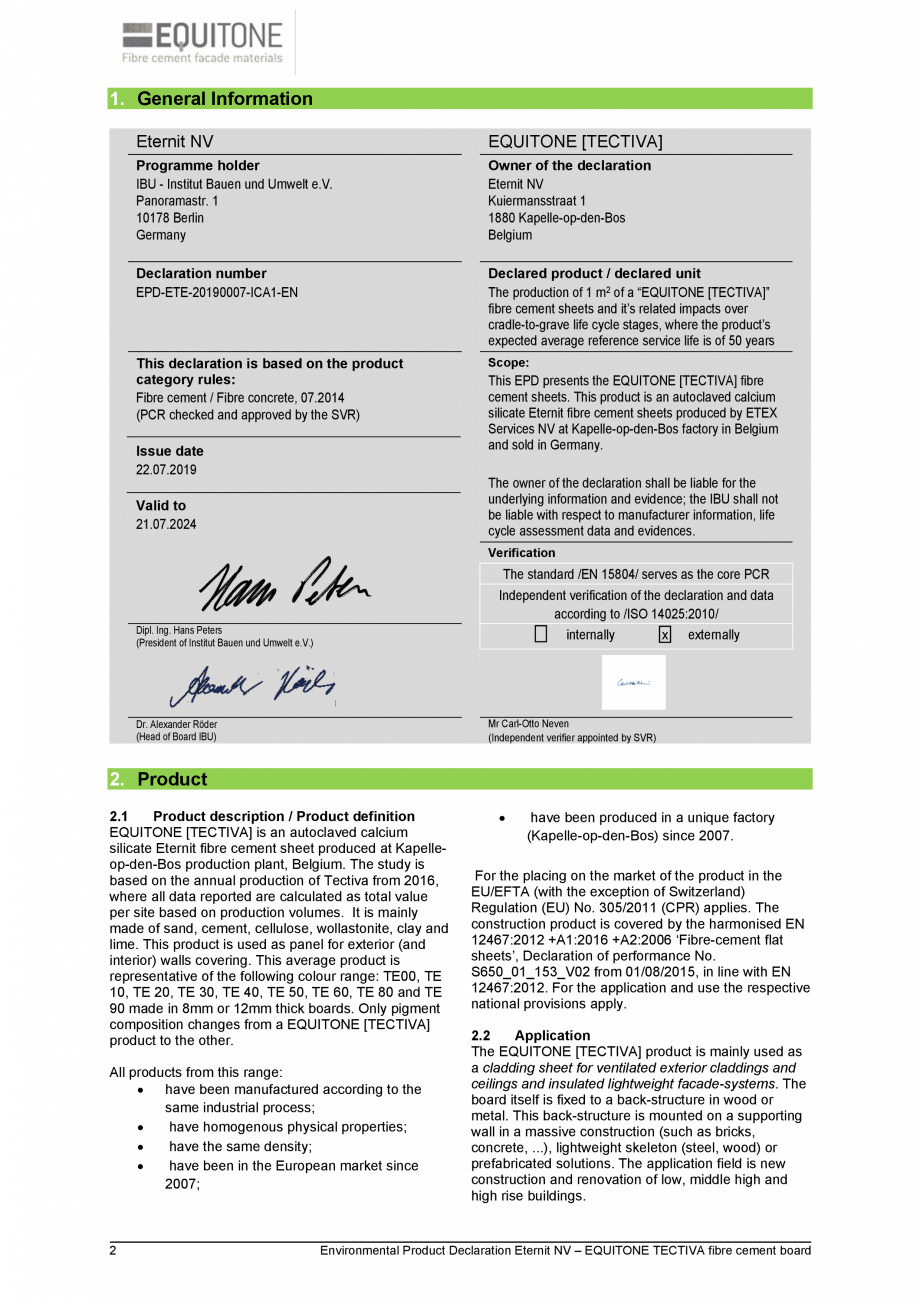 Pagina 2-Declaratie de conformitate placi de fibrociment pentru fatade ventilate EQUITONE [tectiva] [tectiva]...