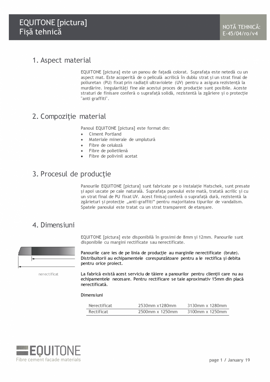 Pagina 1-Placi de fibrociment pentru fatade ventilate EQUITONE [pictura]  [pictura] Fisa tehnica Romana...