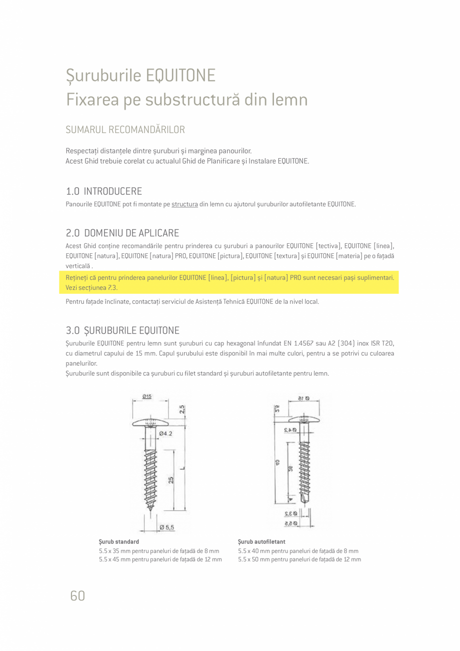 Pagina 60-Ghid de planificare si instalare placi si panouri din fibrociment  Catalog, brosura Romana  a, b și...