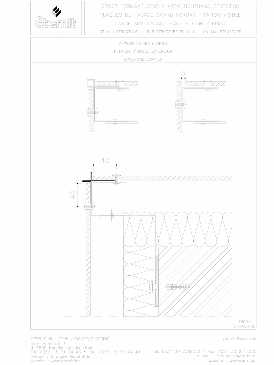 Pagina 1-CAD-DWG Placa de fibrociment nituita  pe structura de aluminiu - Detaliu colt exterior EQUITONE...