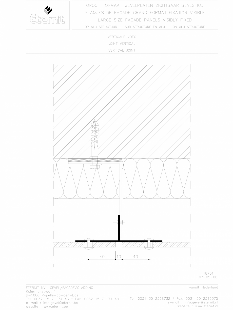 Pagina 1-CAD-DWG Placa de fibrociment nituita pe structura de aluminiu - Rost vertical EQUITONE [linea]...