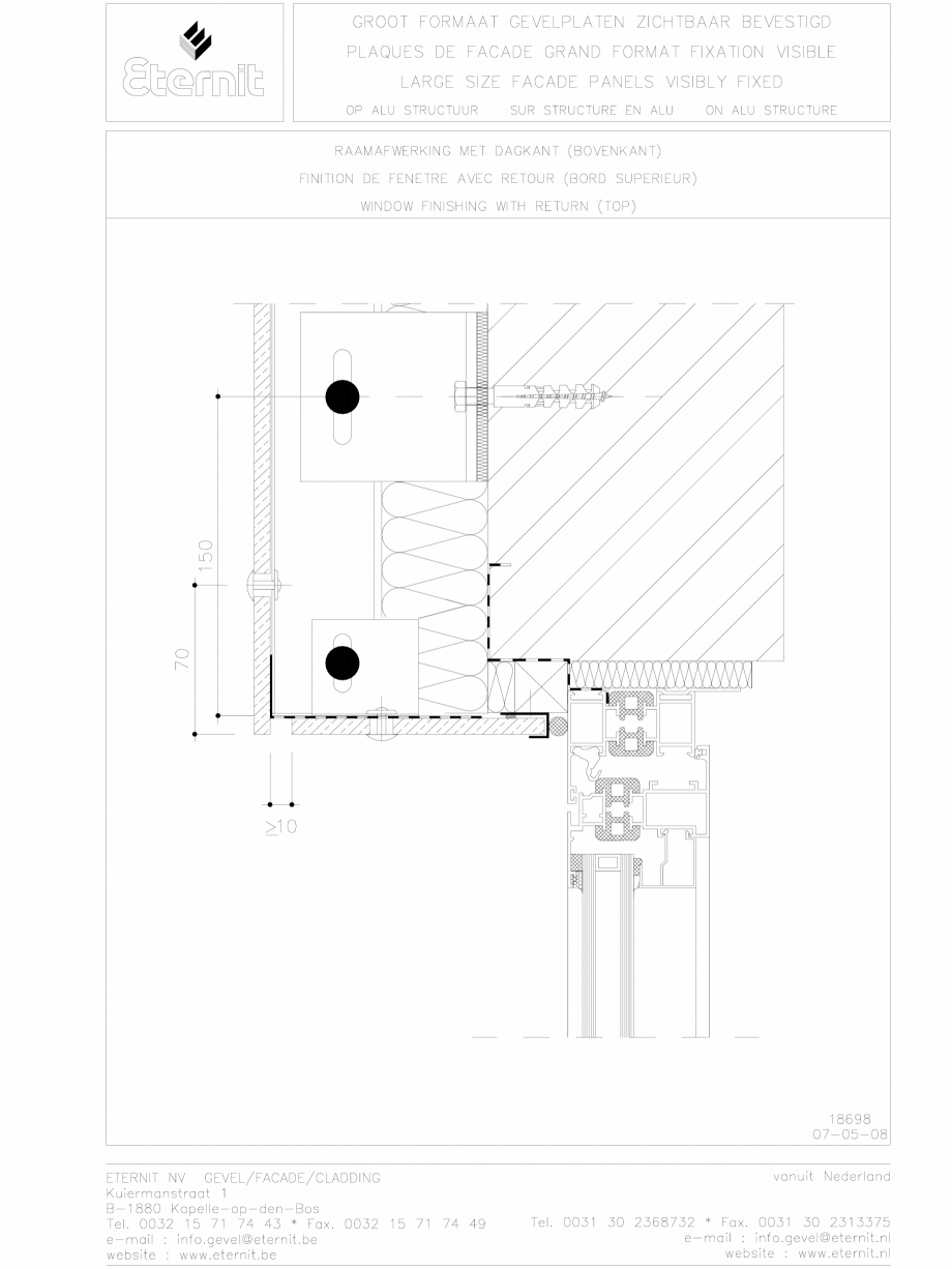 Pagina 1-CAD-DWG Placa de fibrociment nituita pe structura de aluminiu - detaliu parte superioara EQUITONE...