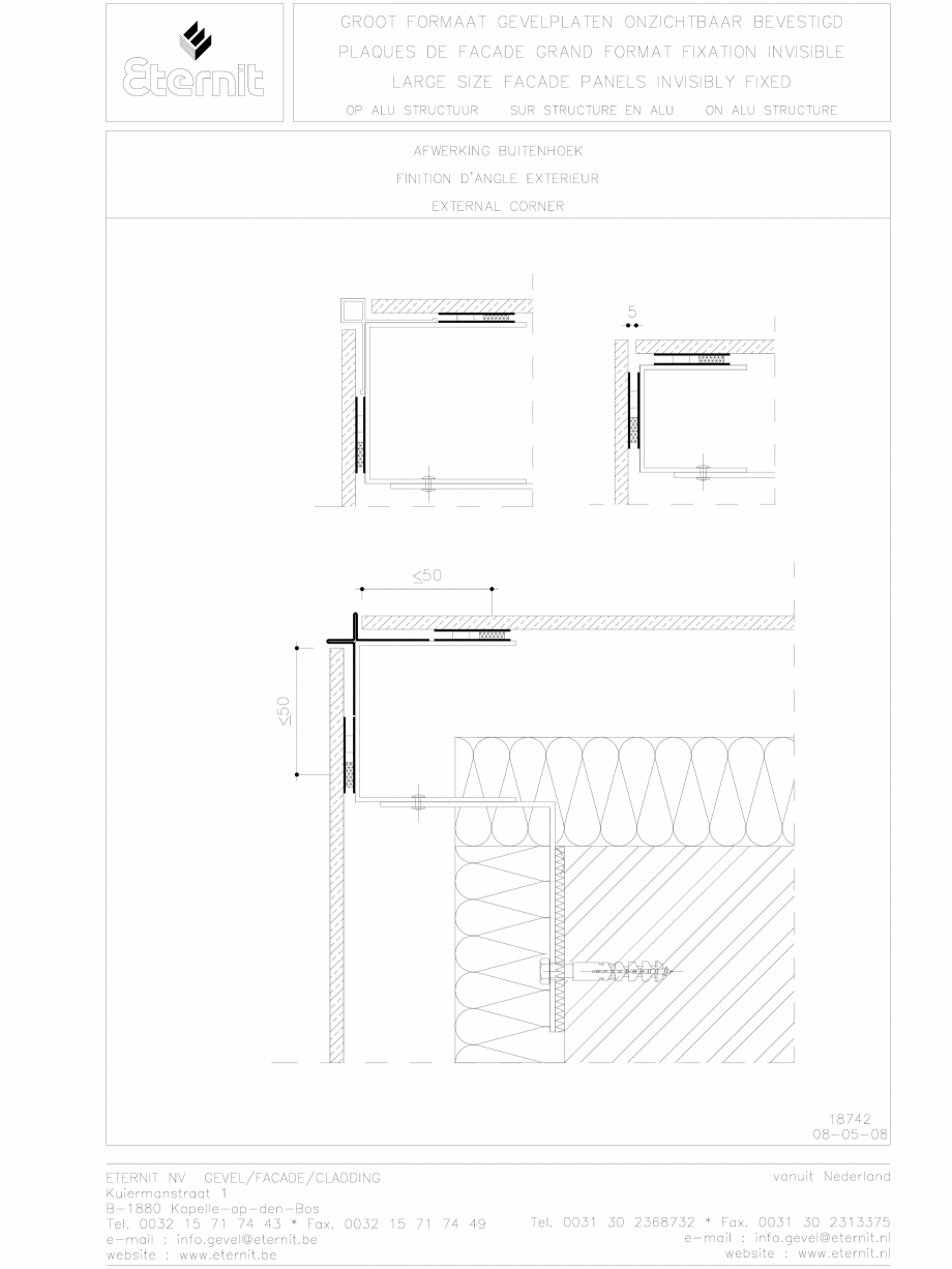 Pagina 1-CAD-DWG Placa de fibrociment lipita pe structura din aluminiu - Detaliu colt exterior EQUITONE...