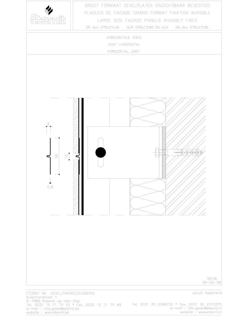 Pagina 1-CAD-DWG Placa de fibrociment lipita pe structura din aluminiu - Rost orizontal EQUITONE [linea]...