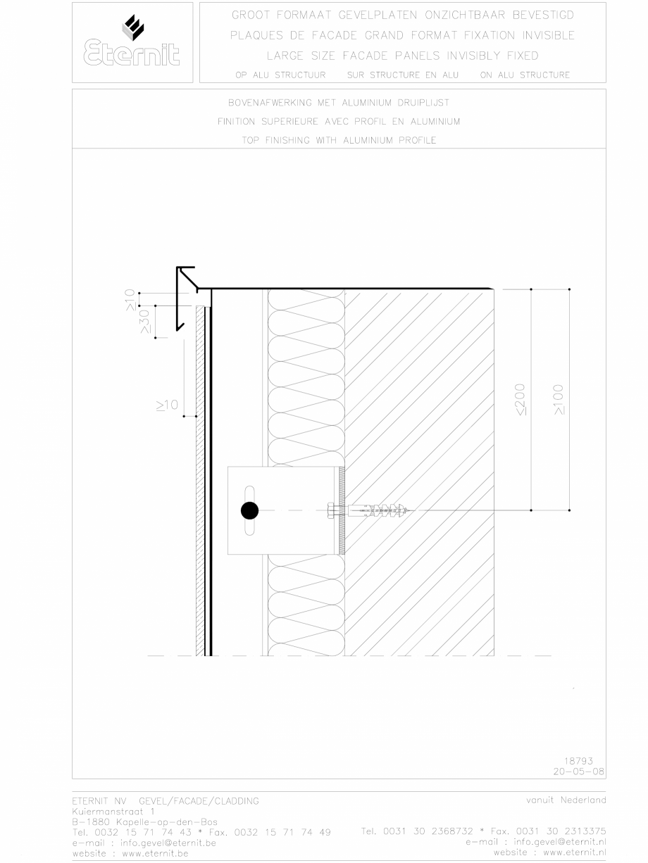 Pagina 1-CAD-DWG Placa de fibrociment lipita pe structura din aluminiu - Detaliu parte superioara EQUITONE...