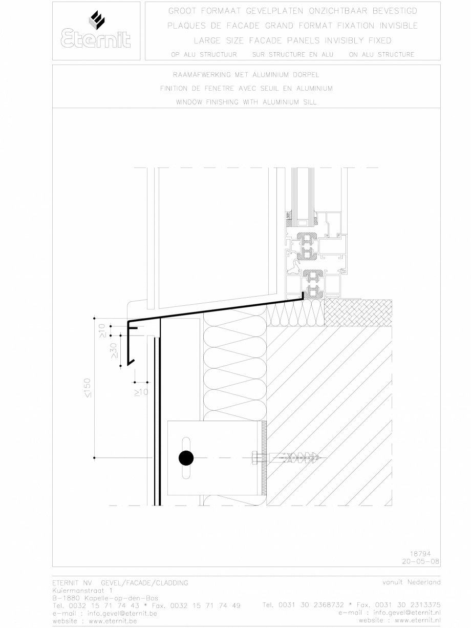 Pagina 1-CAD-DWG Placa de fibrociment lipita pe structura din aluminiu EQUITONE [linea] Detaliu de montaj 