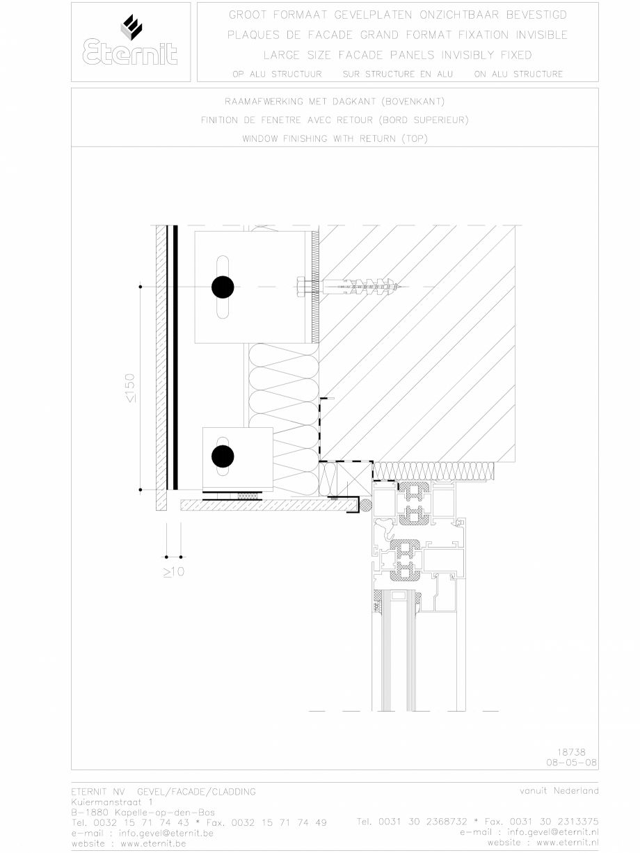 Pagina 1-CAD-DWG Placa de fibrociment lipita pe structura din aluminiu - Detaliu partea superioara EQUITONE...