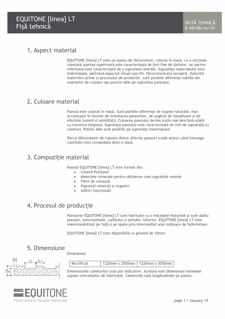 Pagina 1-Placi de fibrociment pentru fatade ventilate EQUITONE [linea] [linea] Fisa tehnica Romana EQUITONE...
