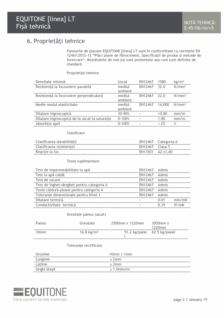 Pagina 2 - Placi de fibrociment pentru fatade ventilate EQUITONE [linea] [linea] Fisa tehnica Romana...