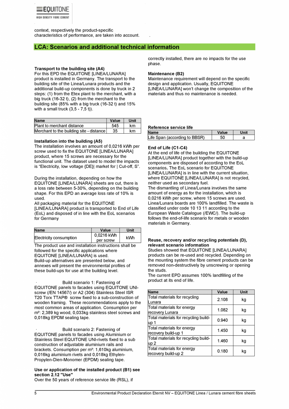 Pagina 5-Declaratie de conformitate placi de fibrociment pentru fatade ventilate EQUITONE [linea] [linea],...